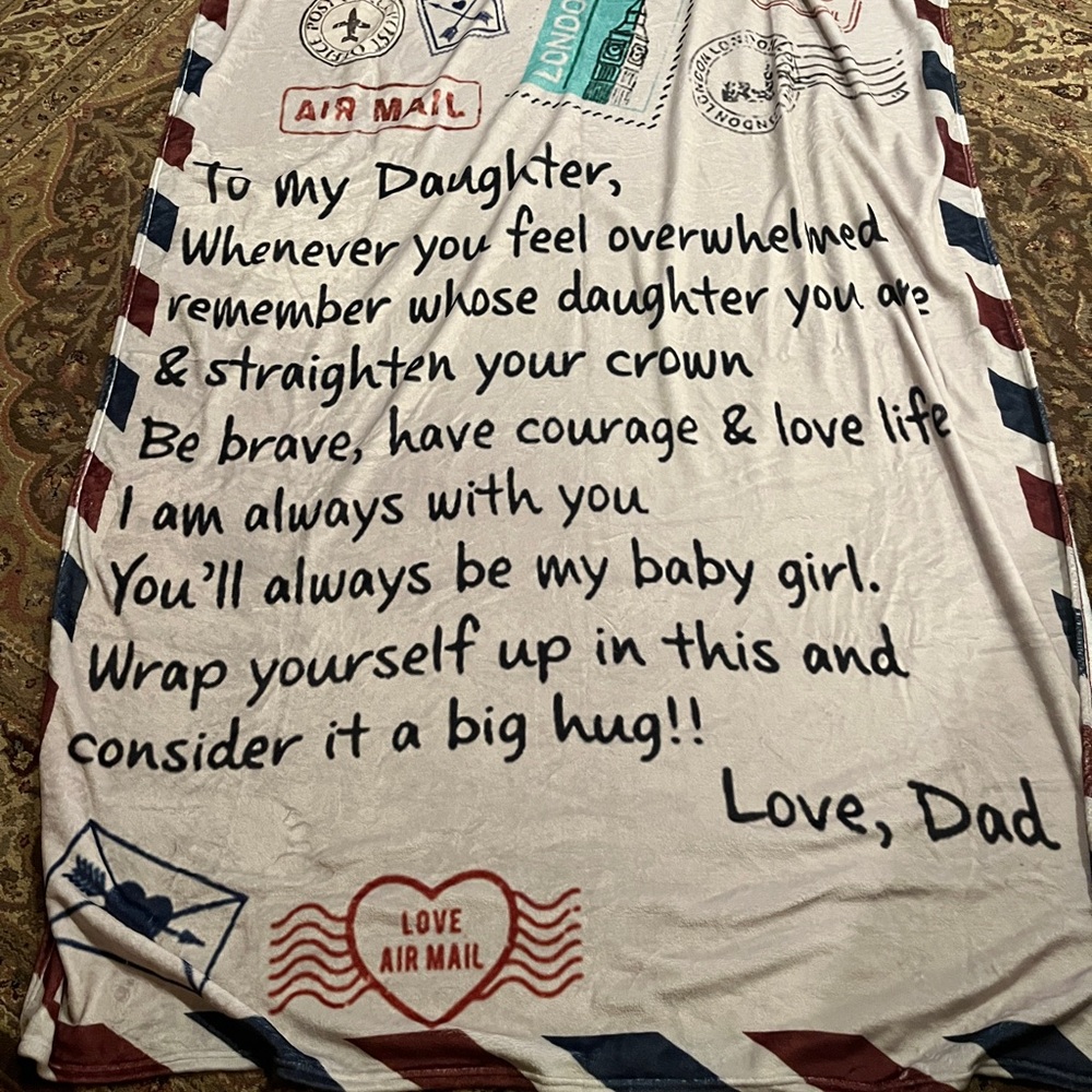 Sentimental Dad Daughter Blanket with Heartfelt Message